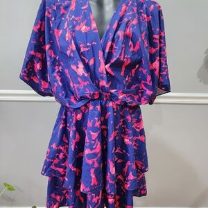 Elegant Blue and Pink Women's Dress